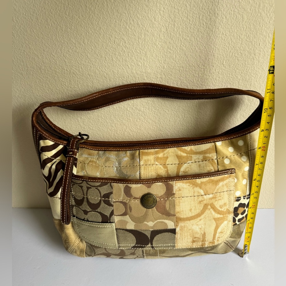 COACH Y2K Ergo Signature Patchwork 10808 Khaki Dark Brown Multi Hobo Bag - Picture 3 of 10